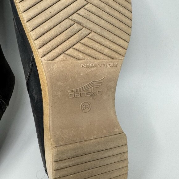 Dansko “Brenda” Black Burnished Mules Women’s Size EU 39 US 9 Clogs Wood Accent - Picture 9 of 9